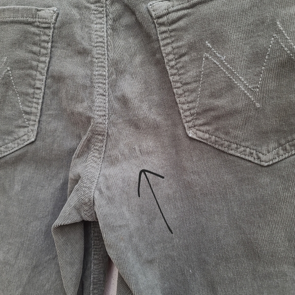 MOTHER | The Dropout Hopscotch Corduroy Cropped Pants in Olive Size 27 - Picture 10 of 13